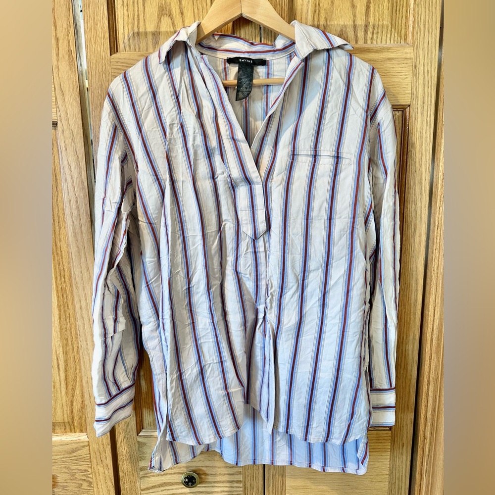 Smythe oversized striped tunic blouse top